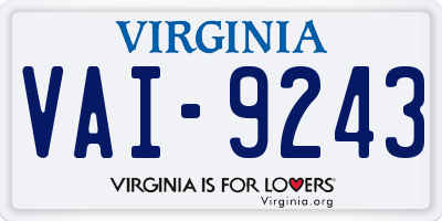 VA license plate VAI9243