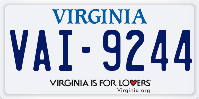 VA license plate VAI9244