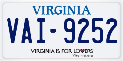 VA license plate VAI9252