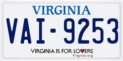 VA license plate VAI9253