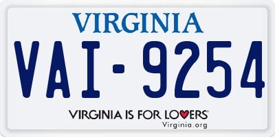 VA license plate VAI9254