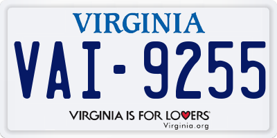 VA license plate VAI9255