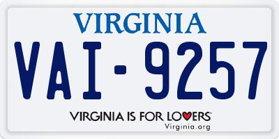 VA license plate VAI9257