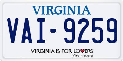 VA license plate VAI9259