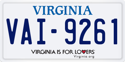 VA license plate VAI9261