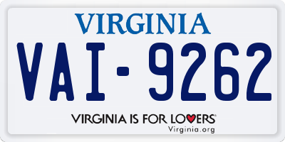 VA license plate VAI9262