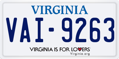 VA license plate VAI9263