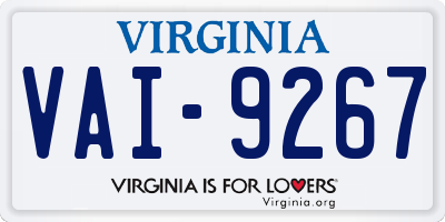 VA license plate VAI9267