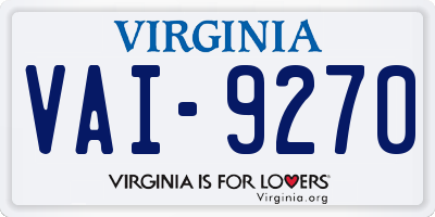 VA license plate VAI9270