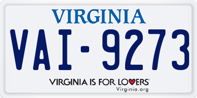 VA license plate VAI9273