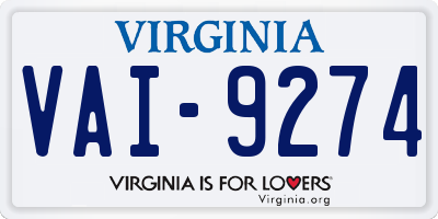 VA license plate VAI9274