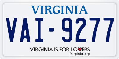 VA license plate VAI9277