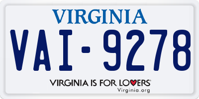 VA license plate VAI9278