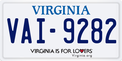 VA license plate VAI9282