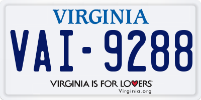 VA license plate VAI9288