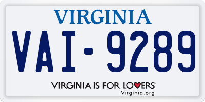VA license plate VAI9289