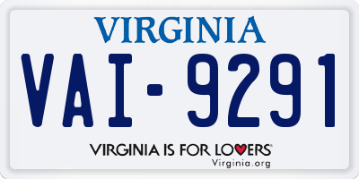 VA license plate VAI9291