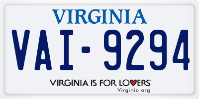 VA license plate VAI9294