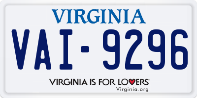 VA license plate VAI9296