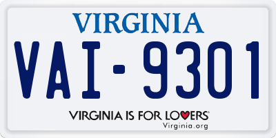 VA license plate VAI9301