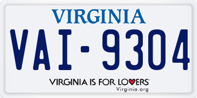 VA license plate VAI9304