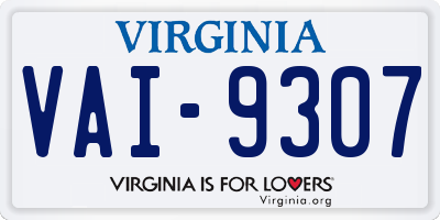VA license plate VAI9307