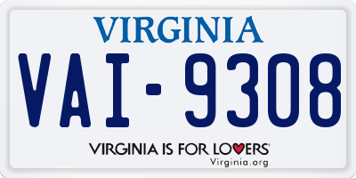 VA license plate VAI9308