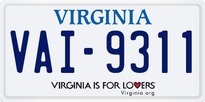 VA license plate VAI9311
