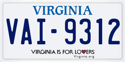 VA license plate VAI9312