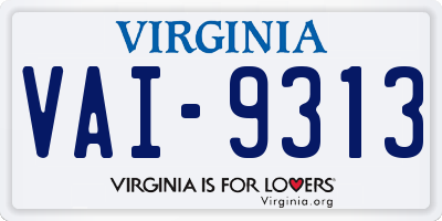 VA license plate VAI9313