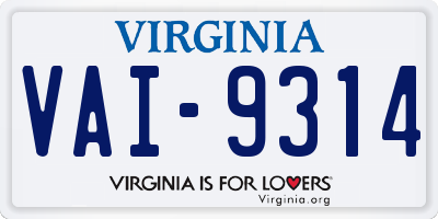VA license plate VAI9314