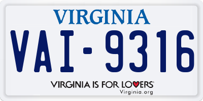 VA license plate VAI9316