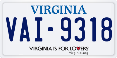 VA license plate VAI9318