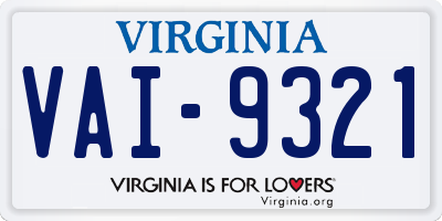 VA license plate VAI9321