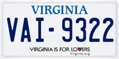 VA license plate VAI9322