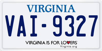VA license plate VAI9327