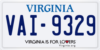 VA license plate VAI9329