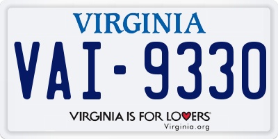 VA license plate VAI9330