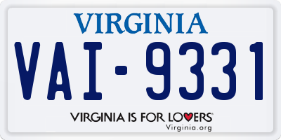 VA license plate VAI9331