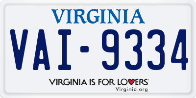 VA license plate VAI9334