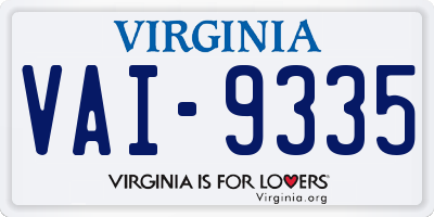 VA license plate VAI9335