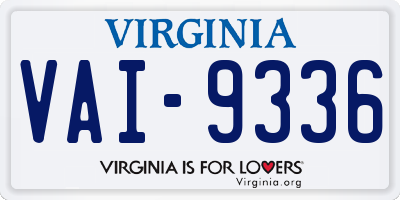 VA license plate VAI9336