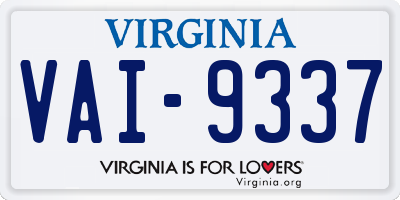 VA license plate VAI9337