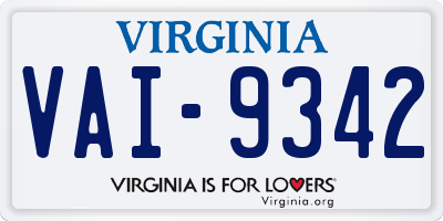 VA license plate VAI9342