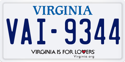 VA license plate VAI9344