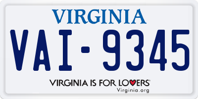 VA license plate VAI9345