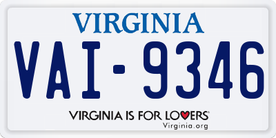 VA license plate VAI9346
