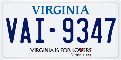VA license plate VAI9347