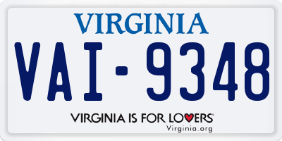 VA license plate VAI9348