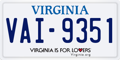 VA license plate VAI9351